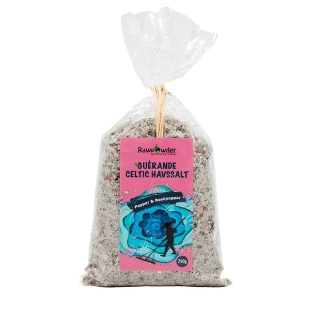Rawpowder Guérande Celtic Havssalt − Peppar & Rosépeppar 250 g | Mat & dryck - Skafferi - Kryddor & smaksättning - Salt | Apoteka