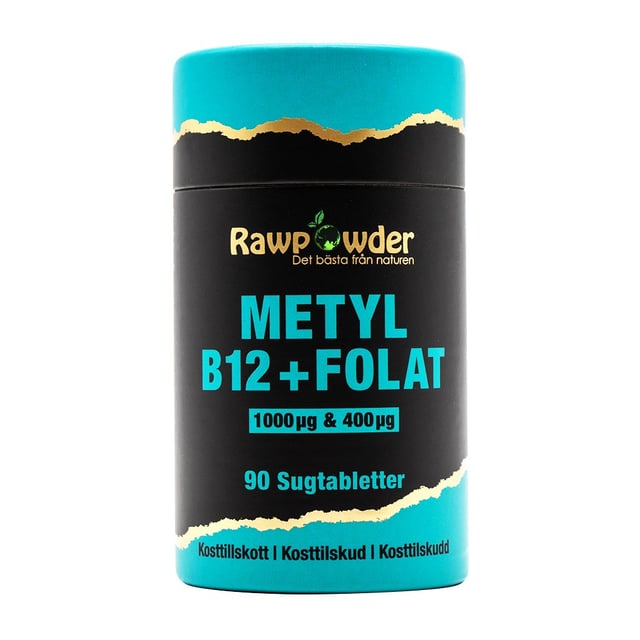 Rawpowder Metyl B12 1000μg + Folat 400μg 90 Sugtabletter | Vitaminer & kosttillskott - Vitaminer & mineraler - B-vitaminer - Vitamin B12 Kobalamin,Vitaminer & kosttillskott - Energi & fokus | Apoteka
