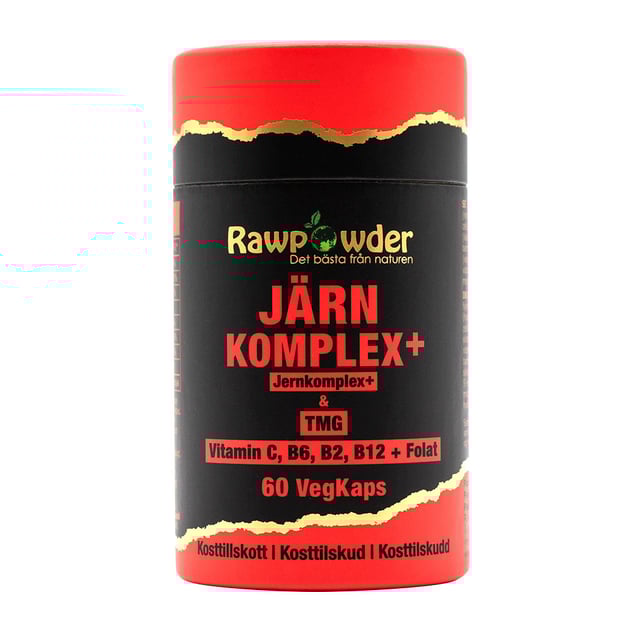 Rawpowder Järn Komplex+ 60 VegKaps | Vitaminer & kosttillskott - Vitaminer & mineraler - B-vitaminer - Vitamin B6 Pyridoxin,Vitaminer & kosttillskott - Vitaminer & mineraler - B-vitaminer - Vitamin B12 Kobalamin,Vitaminer & kosttillskott - Vitaminer & mineraler - Järn,Vitaminer & kosttillskott - Vitaminer & mineraler - C-vitamin | Apoteka