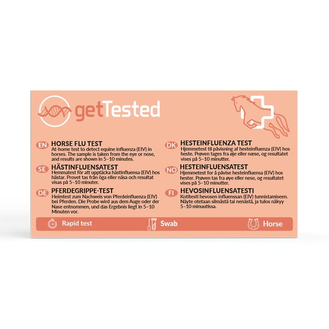 Get Tested Hästinfluensatest 1 st | Djur - Mage & tarm för djur - Magproblem & diarré hos hästar | Apoteka