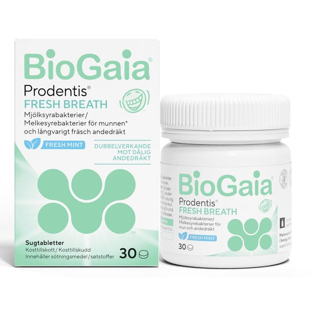 BioGaia Prodentis Fresh Breath 30 sugtabletter | Vitaminer & kosttillskott - Vitaminer & mineraler - Zink,Vitaminer & kosttillskott - Kosttillskott för mage - Mjölksyrabakterier,Munvård - Dålig andedräkt | Apoteka