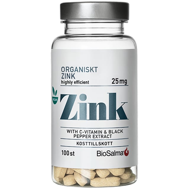 BioSalma Organiskt Zink 25 mg 100 st | Vitaminer & kosttillskott - Vitaminer & mineraler - Zink,Vitaminer & kosttillskott - Vitaminer & mineraler - C-vitamin,Vitaminer & kosttillskott - Immunförsvar | Apoteka