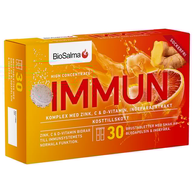 BioSalma Immun C+D-vitamin & Zink 30 brustabletter | Vitaminer & kosttillskott - Immunförsvar | Apoteka