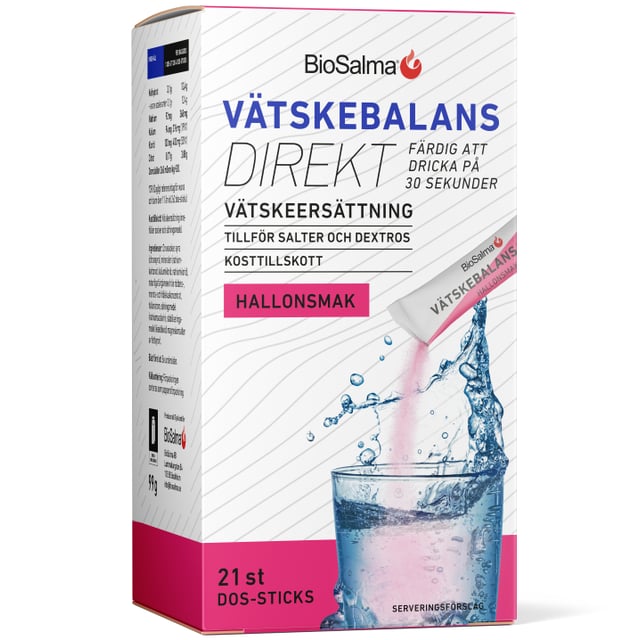BioSalma Vätskebalans Direkt Hallon 21 dos-sticks | Mage & tarm - Vätskeersättning,Träning - Vätskeersättning | Apoteka
