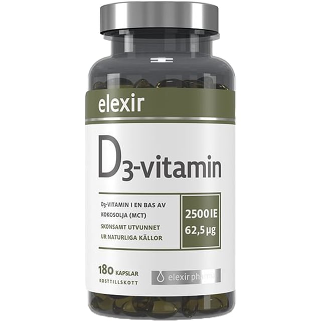Elexir D3-vitamin 180 kapslar | Vitaminer & kosttillskott - Vitaminer & mineraler - D-vitamin | Apoteka