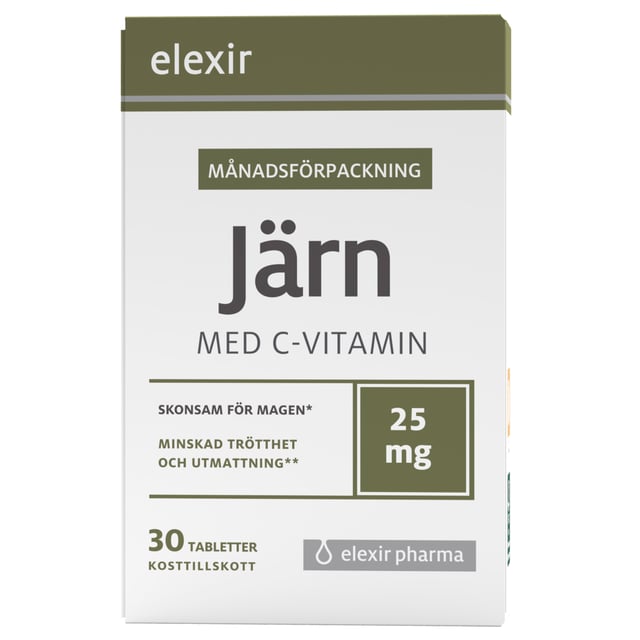 Elexir Pharma Järn med C-vitamin 30 tabletter | Vitaminer & kosttillskott - Vitaminer & mineraler - Järn | Apoteka