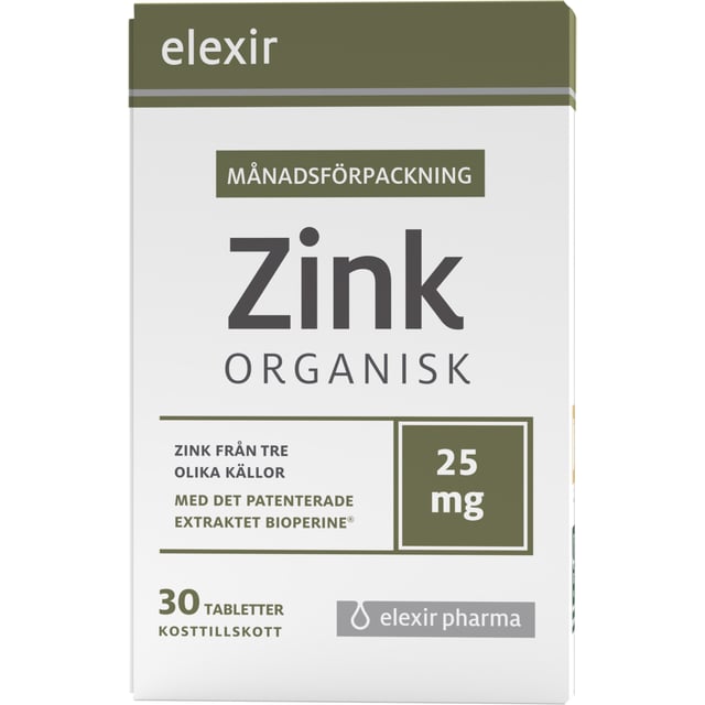 Elexir Pharma Zink Organisk 30 tabletter | Vitaminer & kosttillskott - Vitaminer & mineraler - Zink | Apoteka