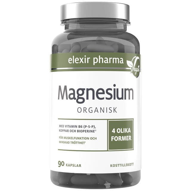 Elexir Pharma Organisk Magnesium 120mg 90 kapslar | Vitaminer & kosttillskott - Vitaminer & mineraler - Magnesium | Apoteka