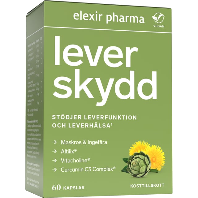 Elexir Pharma Leverskydd 60 kapslar | Vitaminer & kosttillskott - Gurkmeja & ingefära,Vitaminer & kosttillskott - Kosttillskott för veganer & vegetarianer | Apoteka