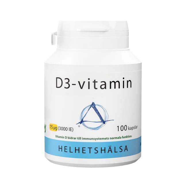 Helhetshälsa D3-vitamin 75 µg (3000IE ) 100 kapslar | Vitaminer & kosttillskott - Vitaminer & mineraler - D-vitamin | Apoteka