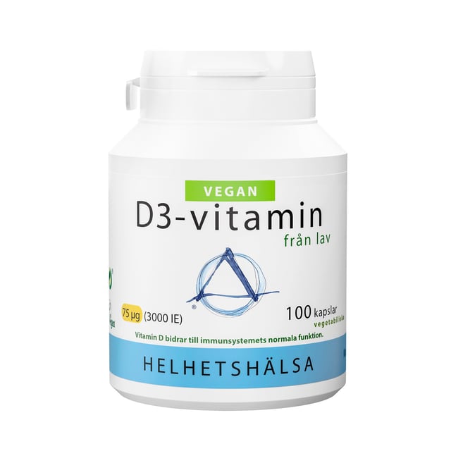 Helhetshälsa D3 Vitamin från lav 75 µg 100 kapslar | Vitaminer & kosttillskott - Vitaminer & mineraler - D-vitamin | Apoteka