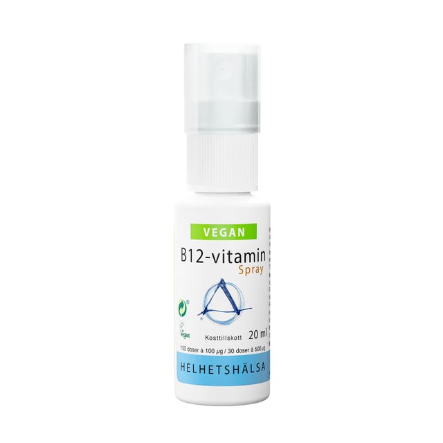Helhetshälsa B12-vitamin 100 μg Spray 20 ml | Vitaminer & kosttillskott - Vitaminer & mineraler - B-vitaminer - Vitamin B12 Kobalamin,Vitaminer & kosttillskott - Kosttillskott för veganer & vegetarianer | Apoteka