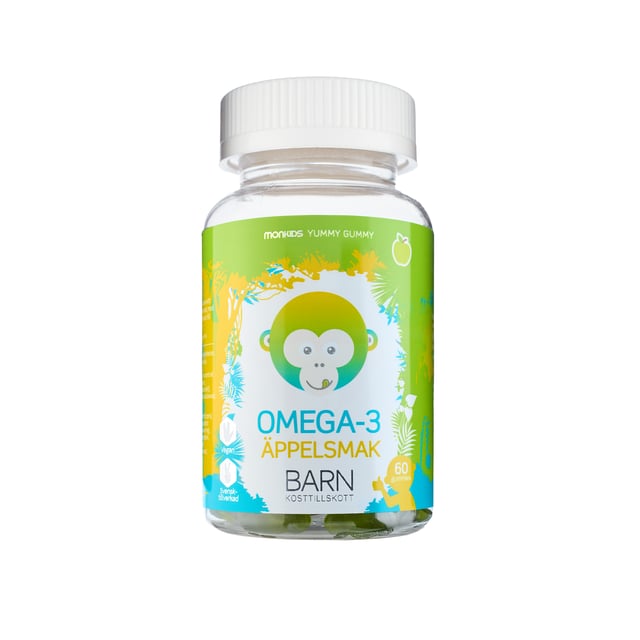 Monkids Omega-3 Barn Äpple 60 tuggisar | Baby, barn & förälder - Vitaminer & kosttillskott för barn - Kosttillskott för barn - Omega-3 för barn | Apoteka