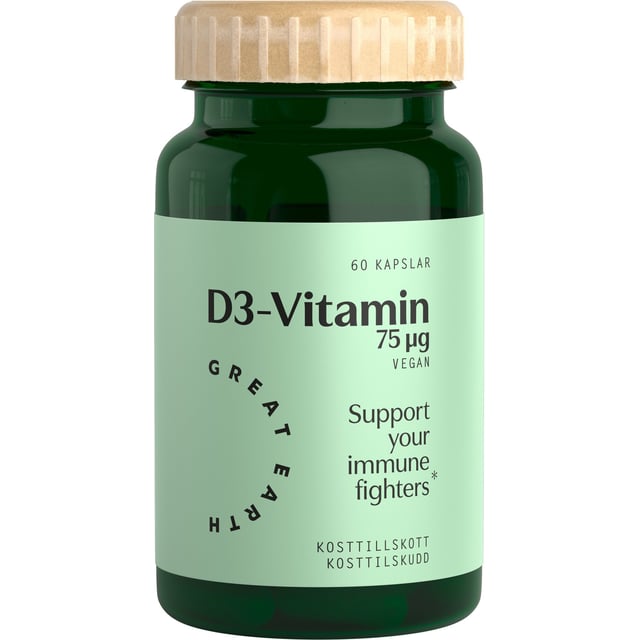 Great Earth Vitamin D3 75μg 60 kapslar | Vitaminer & kosttillskott - Vitaminer & mineraler - D-vitamin | Apoteka