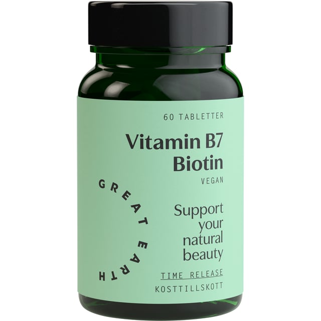 Great Earth Vitamin B7 Biotin 1000µg 60 tabletter | Vitaminer & kosttillskott - Vitaminer & mineraler - B-vitaminer - Vitamin B7 Biotin | Apoteka