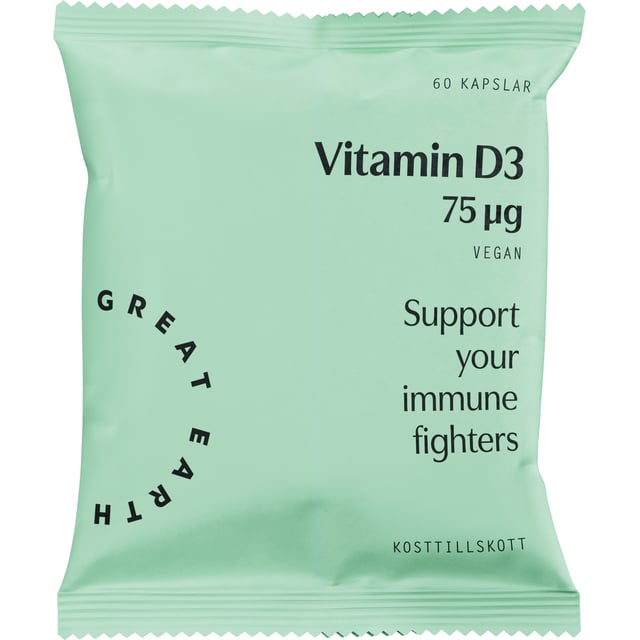 Great Earth Vitamin D3 75 μg Refill 60 kapslar | Vitaminer & kosttillskott - Vitaminer & mineraler - D-vitamin | Apoteka