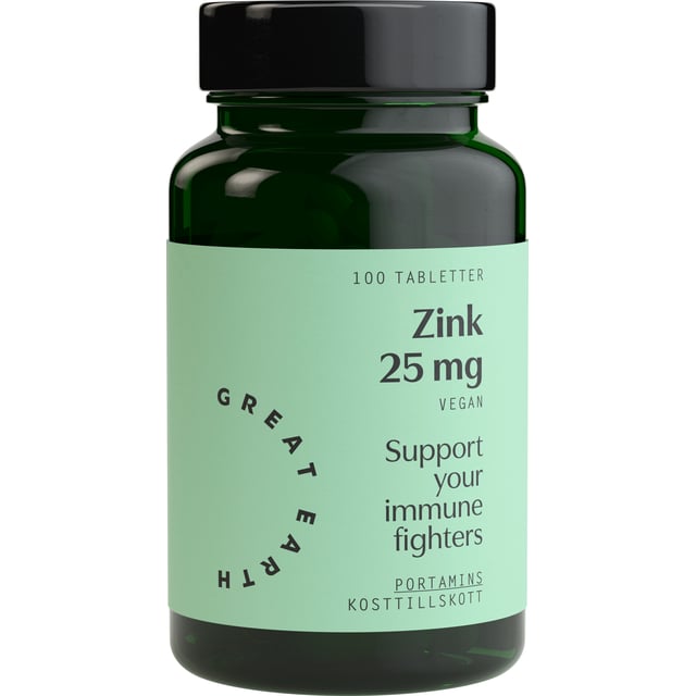 Great Earth Zink 25mg 100 tabletter | Vitaminer & kosttillskott - Vitaminer & mineraler - Zink | Apoteka