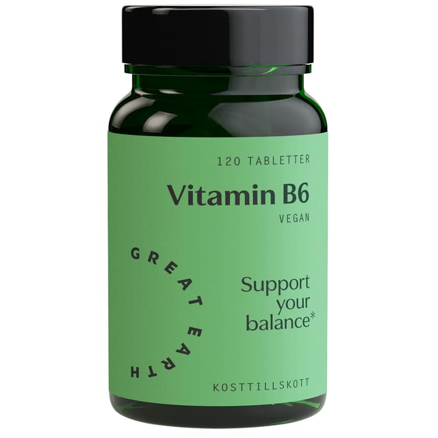 Great Earth Vitamin B6 120 tabletter | Vitaminer & kosttillskott - Vitaminer & mineraler - B-vitaminer - Vitamin B6 Pyridoxin | Apoteka