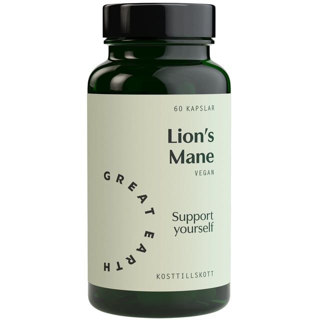 Great Earth Lions Mane 60 kapslar | Vitaminer & kosttillskott - Kosttillskott med svampextrakt | Apoteka