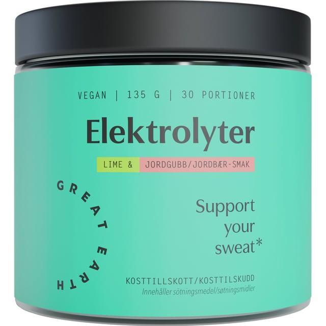 Great Earth Elektrolyter Jordgubb/Lime 135 g | Vitaminer & kosttillskott - Elektrolyter | Apoteka