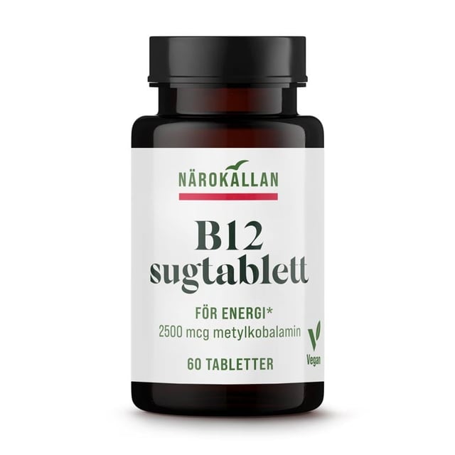 NÄROKÄLLAN B12 60 sugtabletter | Vitaminer & kosttillskott - Vitaminer & mineraler - B-vitaminer - Vitamin B12 Kobalamin,Vitaminer & kosttillskott - Kosttillskott för veganer & vegetarianer,Vitaminer & kosttillskott - Energi & fokus | Apoteka