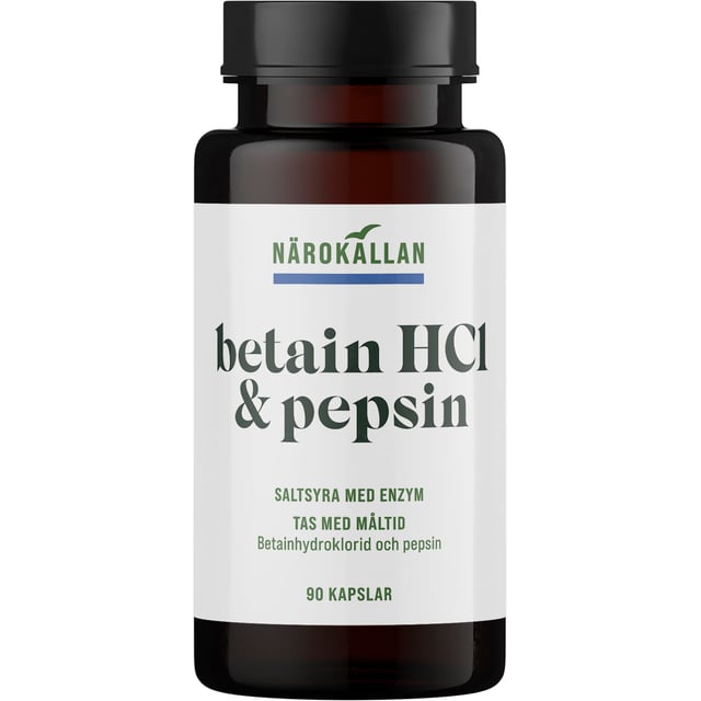 Närokällan Betain HCL & Pepsin 90 kapslar | Vitaminer & kosttillskott - Kosttillskott för mage - Matsmältningsenzymer,Mage & tarm - Matsmältning | Apoteka