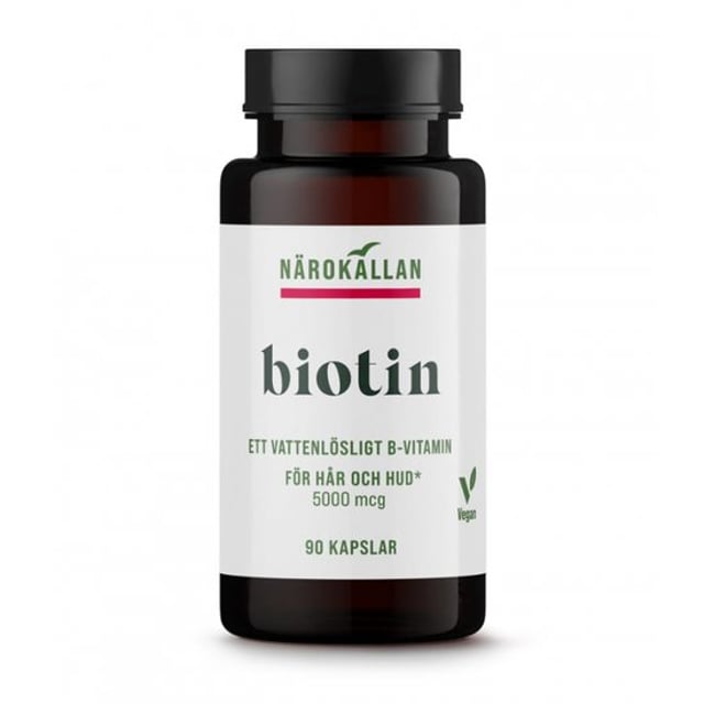 Närokällan Biotin 5000 mcg 90 kapslar | Vitaminer & kosttillskott - Vitaminer & mineraler - B-vitaminer - Vitamin B7 Biotin,Vitaminer & kosttillskott - Hud, hår & naglar | Apoteka
