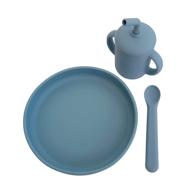 Summerville Matset Silikon Stone Blue 3 delar | Baby, barn & förälder - Mata - Pipmuggar & glas,Baby, barn & förälder - Mata - Barntallrikar & barnbestick | Apoteka