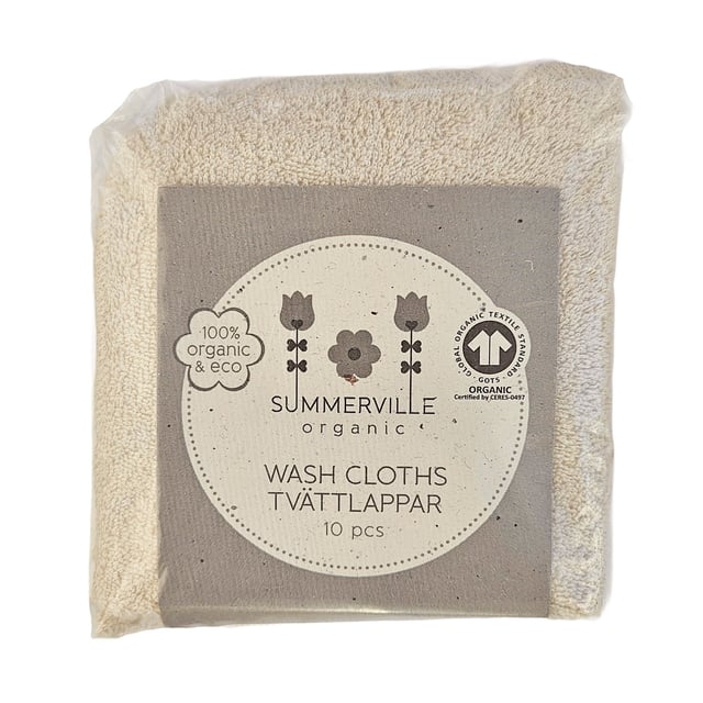 Summerville Tvättlappar Sandshell GOTS 10-pack | Baby, barn & förälder - Blöjor & våtservetter - Tvättlappar | Apoteka