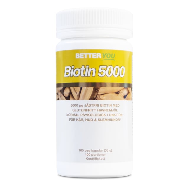 Better You Biotin 5000 100 kapslar | Vitaminer & kosttillskott - Vitaminer & mineraler - B-vitaminer - Vitamin B7 Biotin | Apoteka