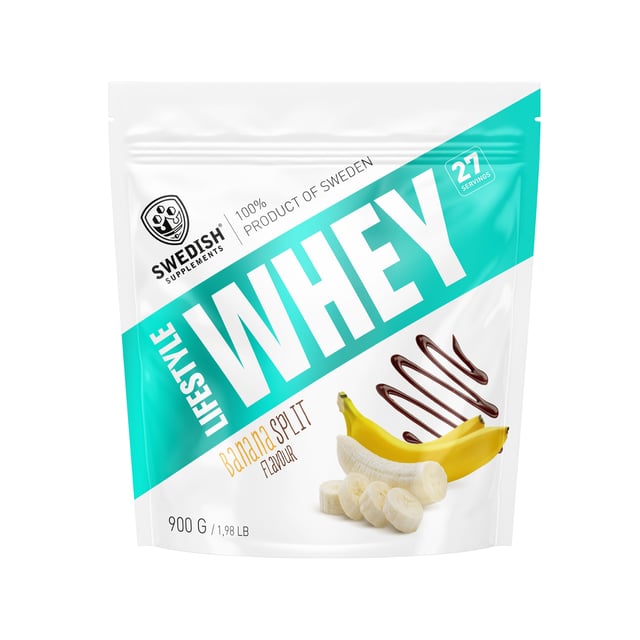 Swedish Supplements Lifestyle Whey Banana Split 900 g | Träning - Proteintillskott - Proteinpulver - Vassleprotein | Apoteka