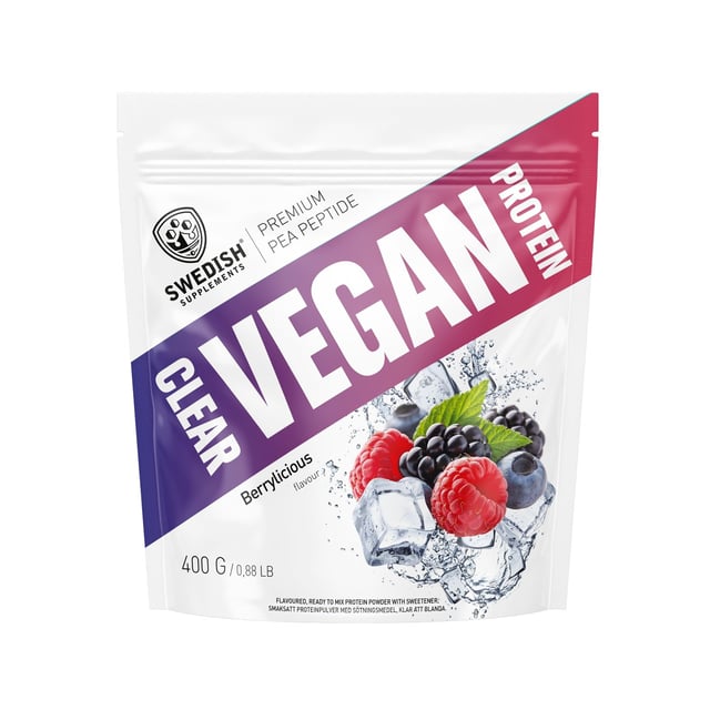 Swedish Supplements Clear Vegan Protein Berry Bomb 400 g | Träning - Proteintillskott - Proteinpulver - Veganskt proteinpulver | Apoteka