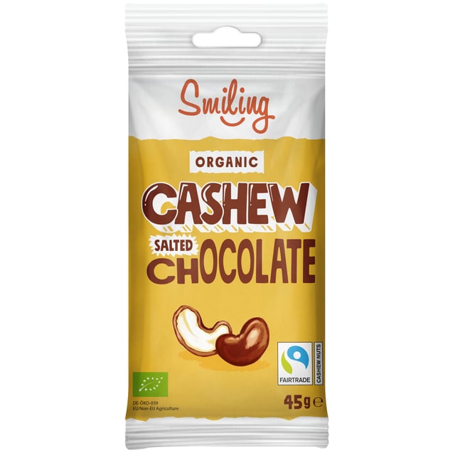 Smiling Cashew Salt Choklad 45 g | Mat & dryck - Snacks & godis - Choklad,Mat & dryck - Snacks & godis - Naturgodis | Apoteka