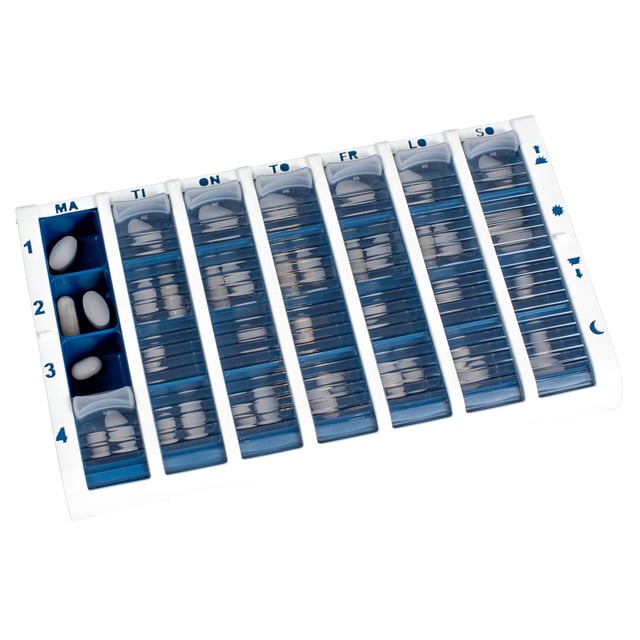 Schine Pill Box L pillerförvaring blå 1 st | Hjälpmedel & säkerhet - Doseringshjälpmedel | Apoteka