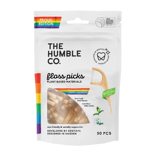 The Humble Co.Dental Floss Pick Proud Double Thread 50 st | Munvård - Mellanrumsrengöring - Tandtråd & byglar | Apoteka