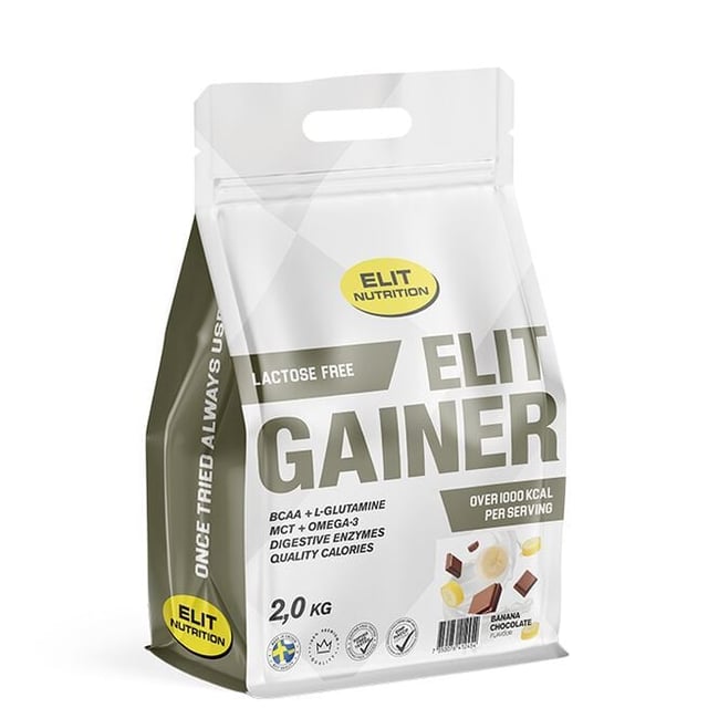 Elit Nutrition Gainer Laktosfri Banana Chocolate 2kg | Träning - Proteintillskott - Proteinpulver - Vassleprotein | Apoteka