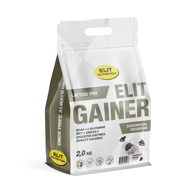 Elit Nutrition Gainer Laktosfri Cookies ´n Cream 2000 g | Träning - Proteintillskott - Proteinpulver - Vassleprotein | Apoteka