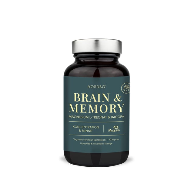 Nordbo Brain & Memory Magnesium 90 kapslar | Vitaminer & kosttillskott - Energi & fokus | Apoteka