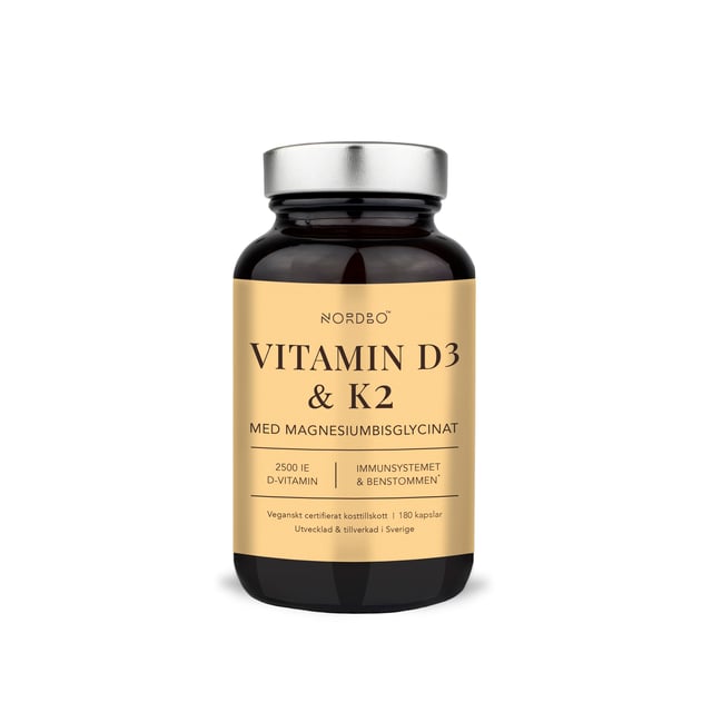 Nordbo D3 & K2 180 kapslar | Vitaminer & kosttillskott - Vitaminer & mineraler - D-vitamin | Apoteka