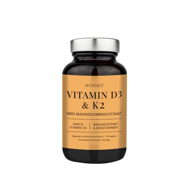 Nordbo D3 & K2 4000 IE 90 kapslar | Vitaminer & kosttillskott - Vitaminer & mineraler - K-vitamin,Vitaminer & kosttillskott - Vitaminer & mineraler - D-vitamin,Vitaminer & kosttillskott - Vitaminer & mineraler - Magnesium | Apoteka