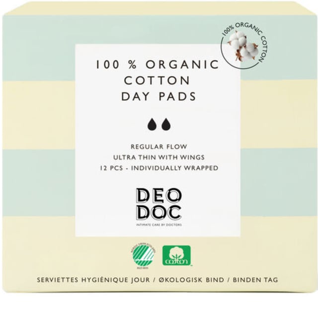 DeoDoc Organic Cotton Day Pad 12 st | Intimvård - Mensskydd - Binda | Apoteka