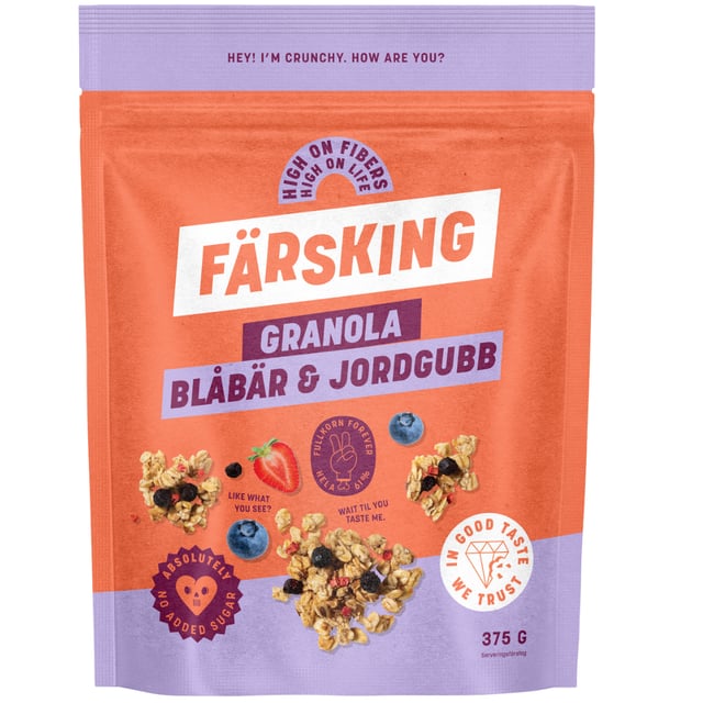 Färsking Granola Blåbär & Jordgubb 375 g