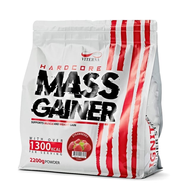 Viterna Hardcore Mass Gainer Strawberry 2200 g | Träning - Proteintillskott - Proteinpulver - Vassleprotein | Apoteka