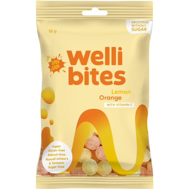 Wellibites Super Sour Lemon & Orange Vitamin C 50g | Mat & dryck - Snacks & godis - Godis | Apoteka