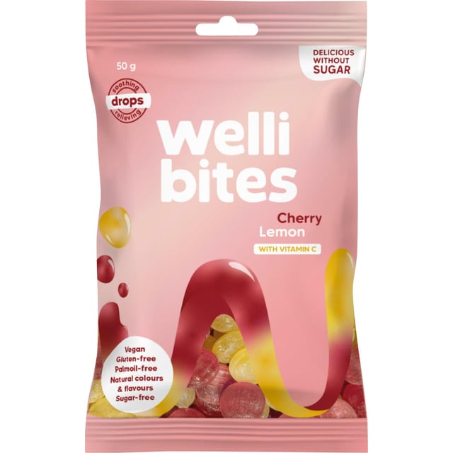 Wellibites Drops Cherry & Lemon Vitamin C 50g | Mat & dryck - Snacks & godis - Halstabletter,Mat & dryck - Snacks & godis - Godis | Apoteka