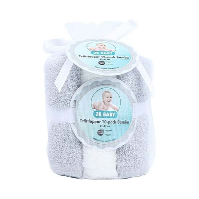 2B Baby Tvättlappar Bambu 10-pack Vit/Grå | Baby, barn & förälder - Blöjor & våtservetter - Tvättlappar | Apoteka