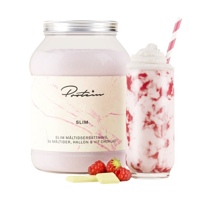 Protein.com Slim Måltidsersättning Hallon & Vit Choklad 1200 g | Viktkontroll - Viktminskning,Viktkontroll - Måltidsersättning | Apoteka