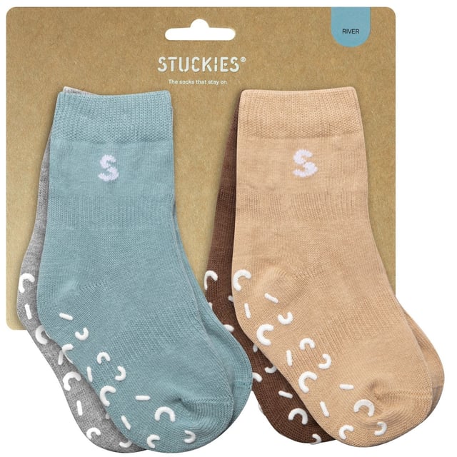 Stuckies Strumpor i bomull River 25/27 Anti-Slip 4-pack | Baby, barn & förälder - Praktiska tillbehör för barn - Babytillbehör | Apoteka