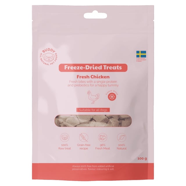 Buddy Pet Foods Freeze Dried Treats Fresh Chicken 100 g | Djur - Djurgodis - Hundgodis | Apoteka