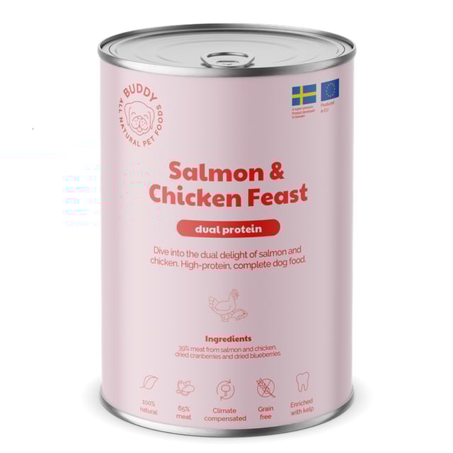 Buddy Pet Foods Salmon & Chicken Feast 400 g | Djur - Djurfoder & tillskott - Foder & fodertillskott | Apoteka